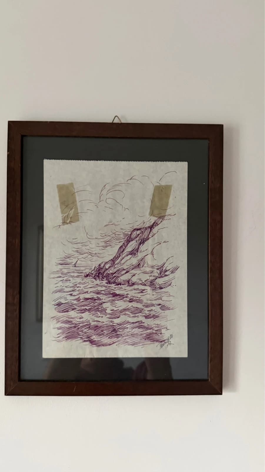 Senza Marca Tablou diseniato a mâna original firmato vintage